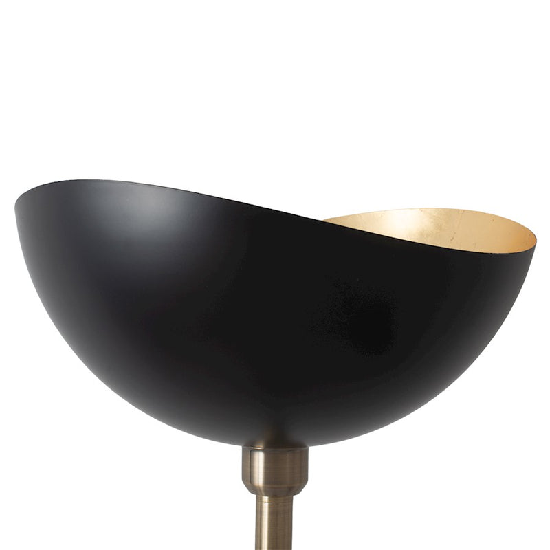 Nova California Luna Bella 72in 1-Light Torchiere Floor Lamp | Mid-Century Modern Weathered Brass and Gold Leaf Steel | Living Room | Model 1510017WB