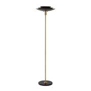 Nova California Rancho Mirage 22in Torchiere Floor Lamp | Mid-Century Matte Black and Gold-Leaf Steel | Living Room & Bedroom | Model 1510824WB