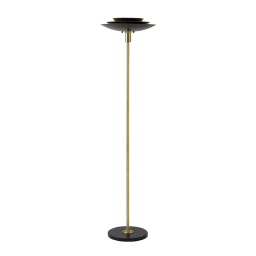 Nova California Rancho Mirage 22in Torchiere Floor Lamp | Mid-Century Matte Black and Gold-Leaf Steel | Living Room & Bedroom | Model 1510824WB