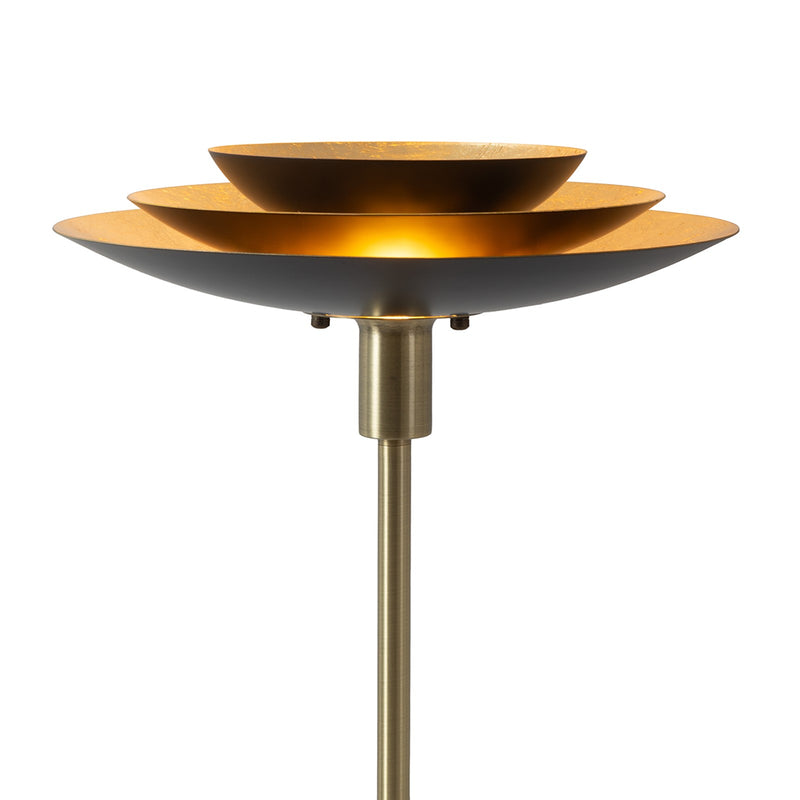 Nova California Rancho Mirage 22in Torchiere Floor Lamp | Mid-Century Matte Black and Gold-Leaf Steel | Living Room & Bedroom | Model 1510824WB
