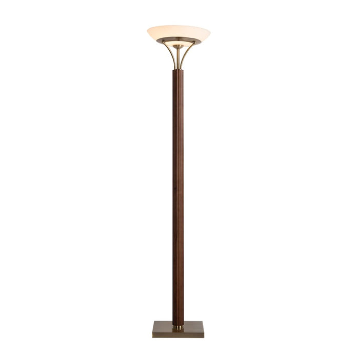 Nova California Tambo 1 Light Torchiere, Walnut/Brass/Opal Glass - 1510832DB