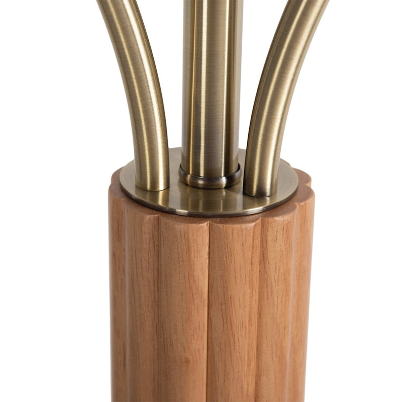 Nova California Tambo 72in 1-Light Torchiere Floor Lamp | Mid-Century Natural Ash Wood and Weathered Brass Opal Glass | Living Room | Model 1510832LW