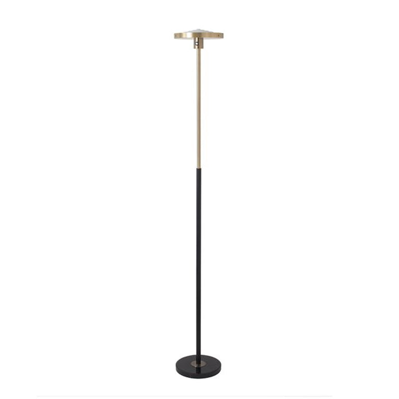 Nova California Redondo 10in 1-Light Torchiere Floor Lamp | Mid-Century Modern Matte Black and Weathered Brass Black Marble | Model 1517740MB