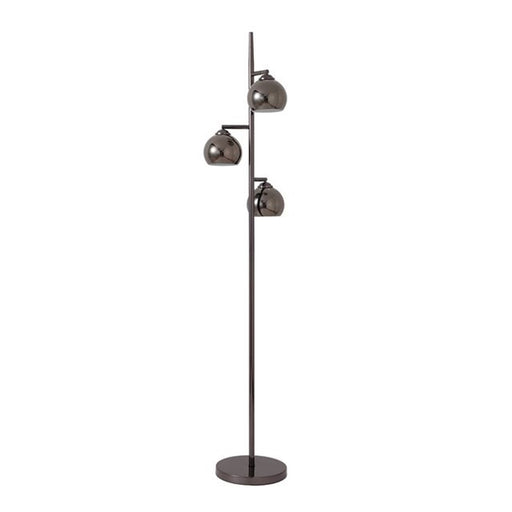 Nova California Triplet 61in 3-Light Tree Floor Lamp | Mid-Century Modern Black Nickel Steel and Black Marble Base | Living Room & | Model 1610800BN
