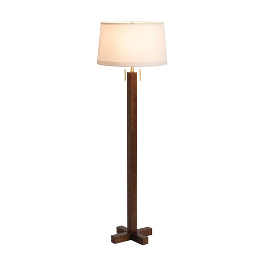 Nova California Swiss Cross 1 Light Floor Lamp, Walnut/Brass/White - 2010250DW