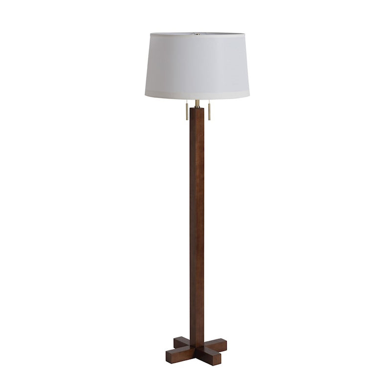 Nova California Swiss Cross 19in 1-Light Floor Lamp | Mid-Century Modern Dark Walnut and Weathered Brass | Living Room & Bedroom | Model 2010250DW