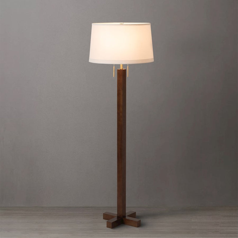 Nova California Swiss Cross 19in 1-Light Floor Lamp | Mid-Century Modern Dark Walnut and Weathered Brass | Living Room & Bedroom | Model 2010250DW