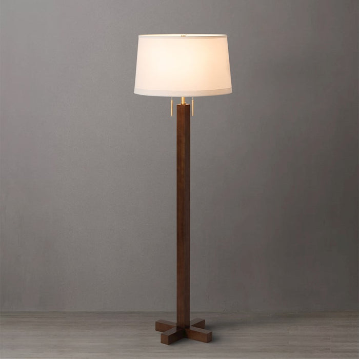 Nova California Swiss Cross 1 Light Floor Lamp, Walnut/Brass/White