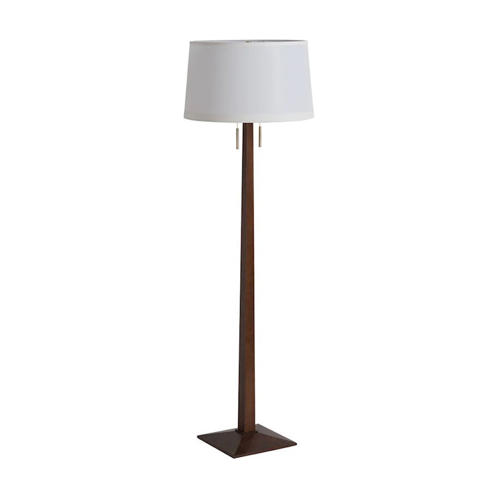 Nova California Taper 1 Light Floor Lamp, Walnut Wood/Brass/White