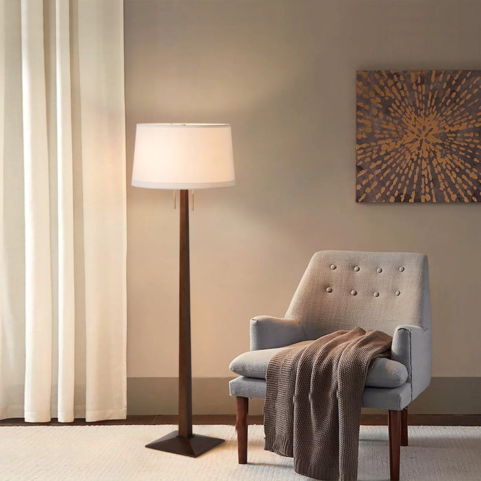 Nova California Taper 1 Light Floor Lamp, Walnut Wood/Brass/White