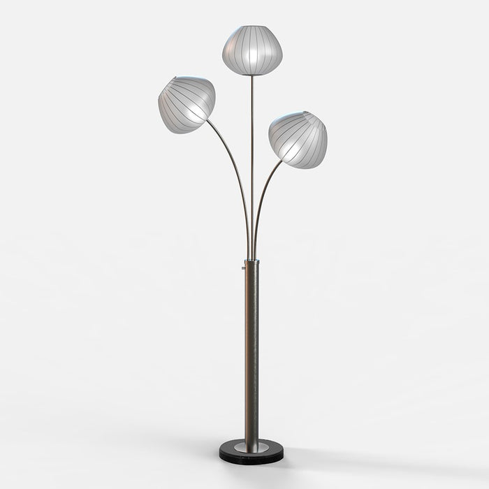Nova of California Bloom 3 Light Floor Lamp, Black Nickel/White - 2010799BN