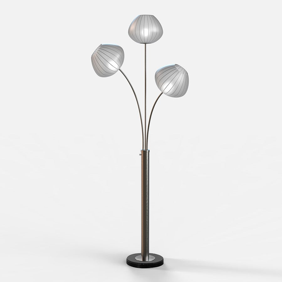 Nova of California Bloom 3 Light Floor Lamp, Black Nickel/White - 2010799BN