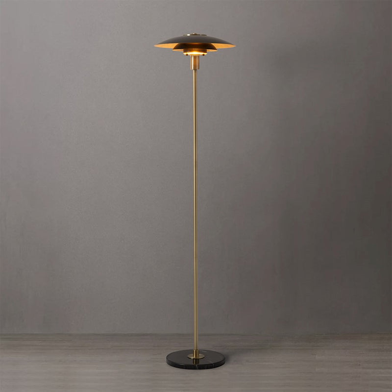 Nova California Rancho Mirage 61in 1-Light Floor Lamp | Mid-Century Modern Matte Black and Weathered Brass Steel | Living Room & | Model 2010824MB
