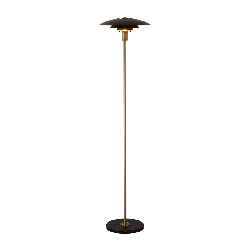 Nova California Rancho Mirage 61in Floor Lamp | Mid-Century Modern Weathered Brass and Matte Black Steel with Gold-Leaf Shade | Model 2010824WB