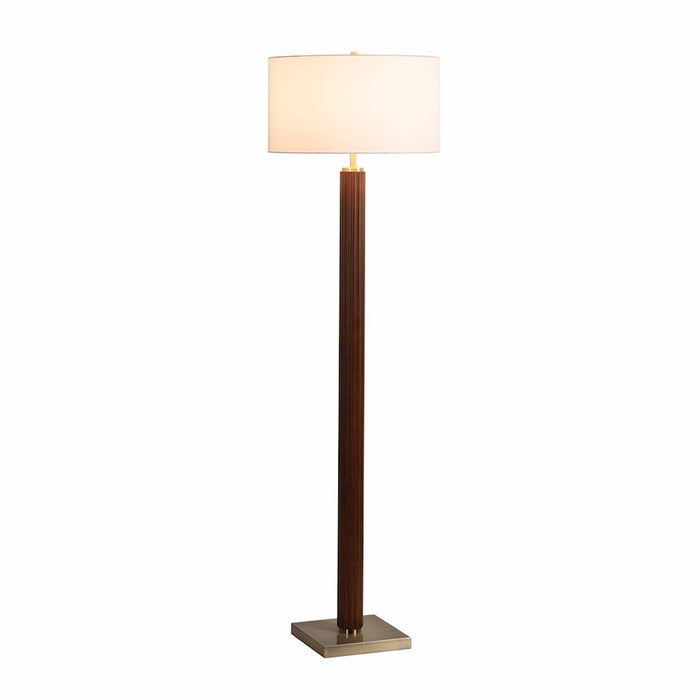 Nova California Tambo 1 Light Floor Lamp, Walnut Wood/Brass/White - 2010832DW