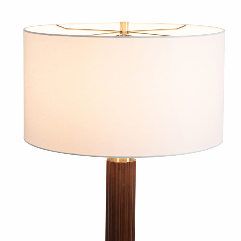 Nova California Tambo 62in 1-Light Floor Lamp | Dark Walnut Wood and Weathered Brass with White Linen Shade | Living Room & Bedroom | Model 2010832DW