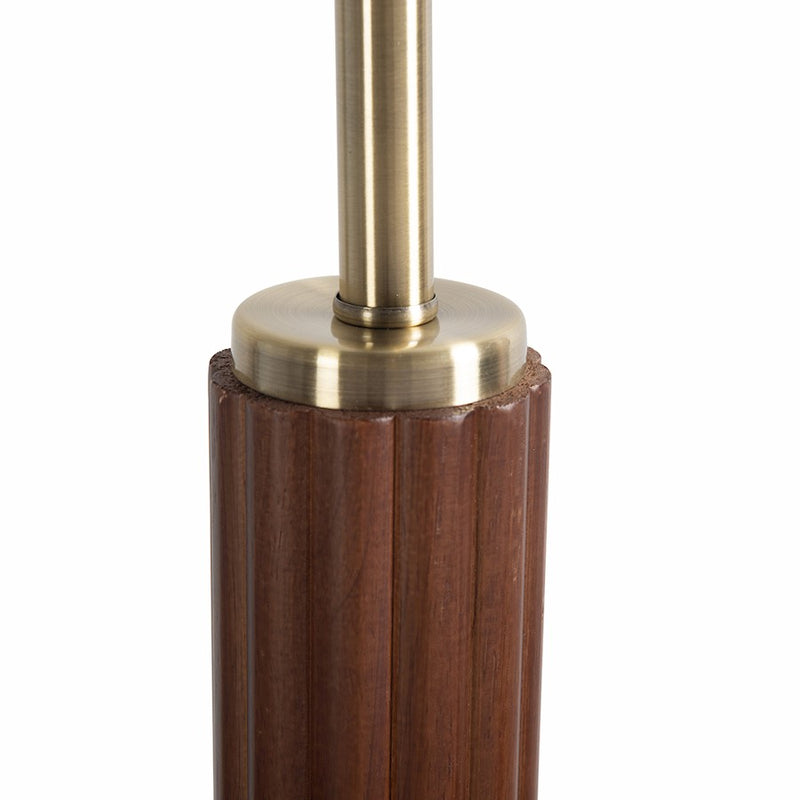 Nova California Tambo 62in 1-Light Floor Lamp | Dark Walnut Wood and Weathered Brass with White Linen Shade | Living Room & Bedroom | Model 2010832DW