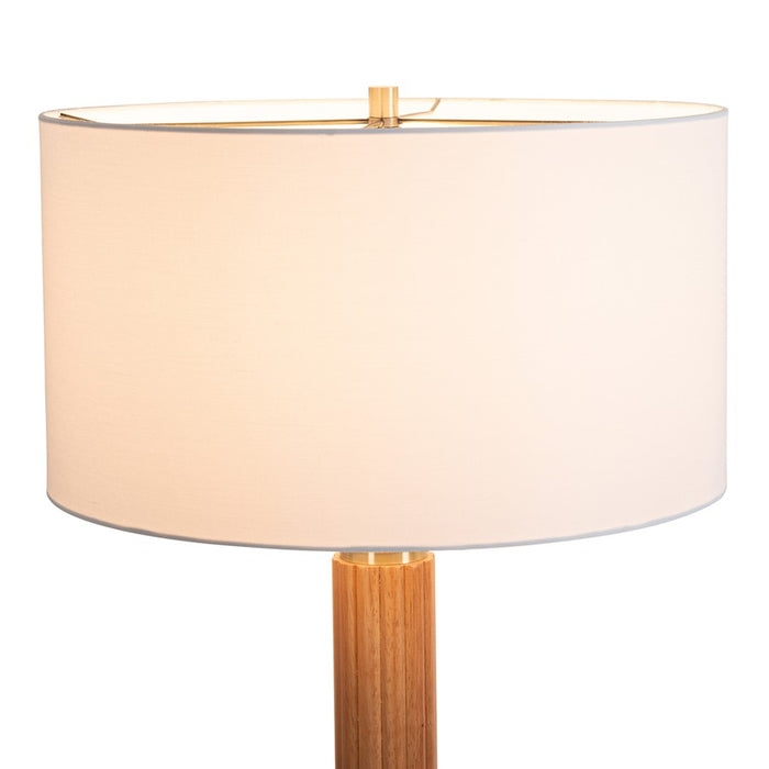 Nova California Tambo 1 Light Floor Lamp, Ash Wood/Brass/White