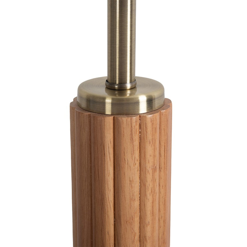 Nova California Tambo 62in 1-Light Floor Lamp | Mid-Century Modern Natural Ash Wood and Weathered Brass with White Linen Shade | Model 2010832LW