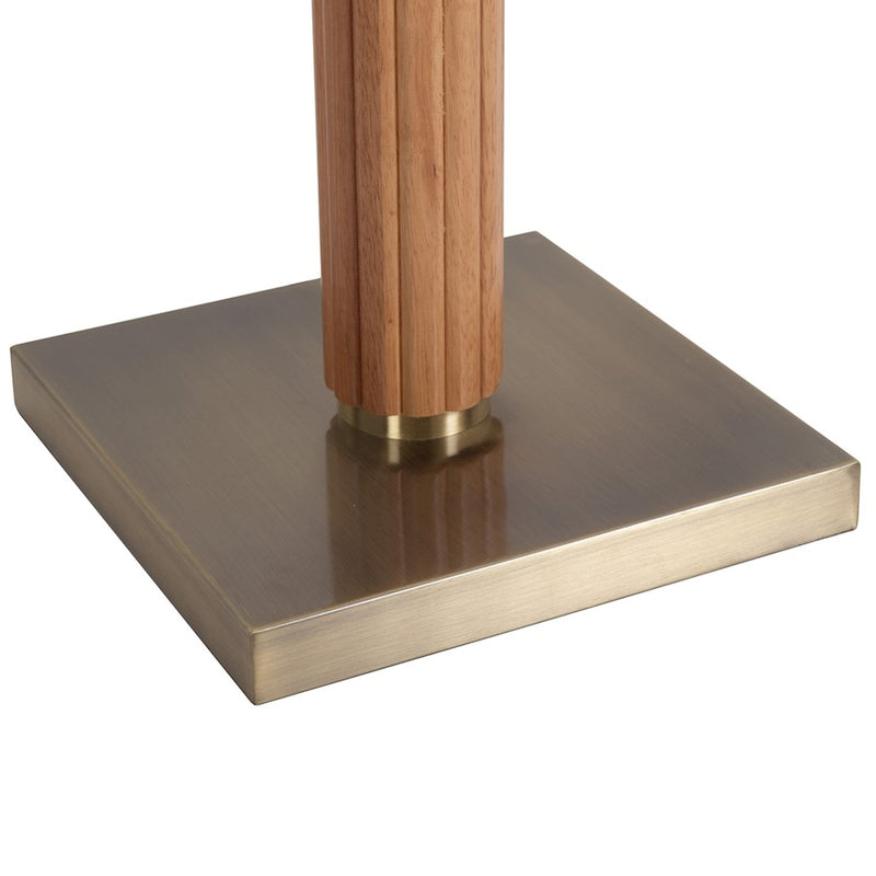 Nova California Tambo 62in 1-Light Floor Lamp | Mid-Century Modern Natural Ash Wood and Weathered Brass with White Linen Shade | Model 2010832LW
