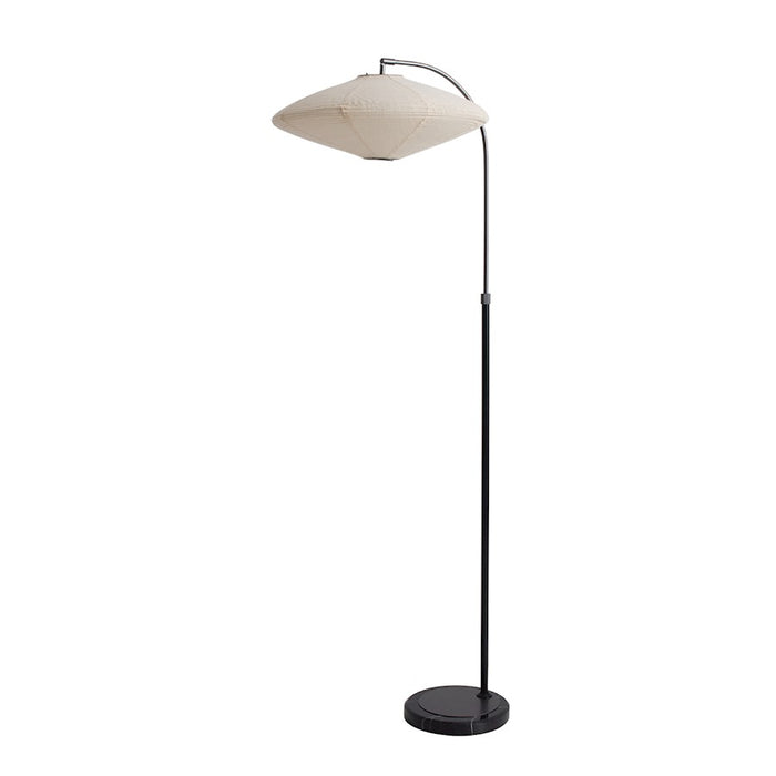 Nova California Roswell 1 Light Floor Lamp, Matte Black/White Linen