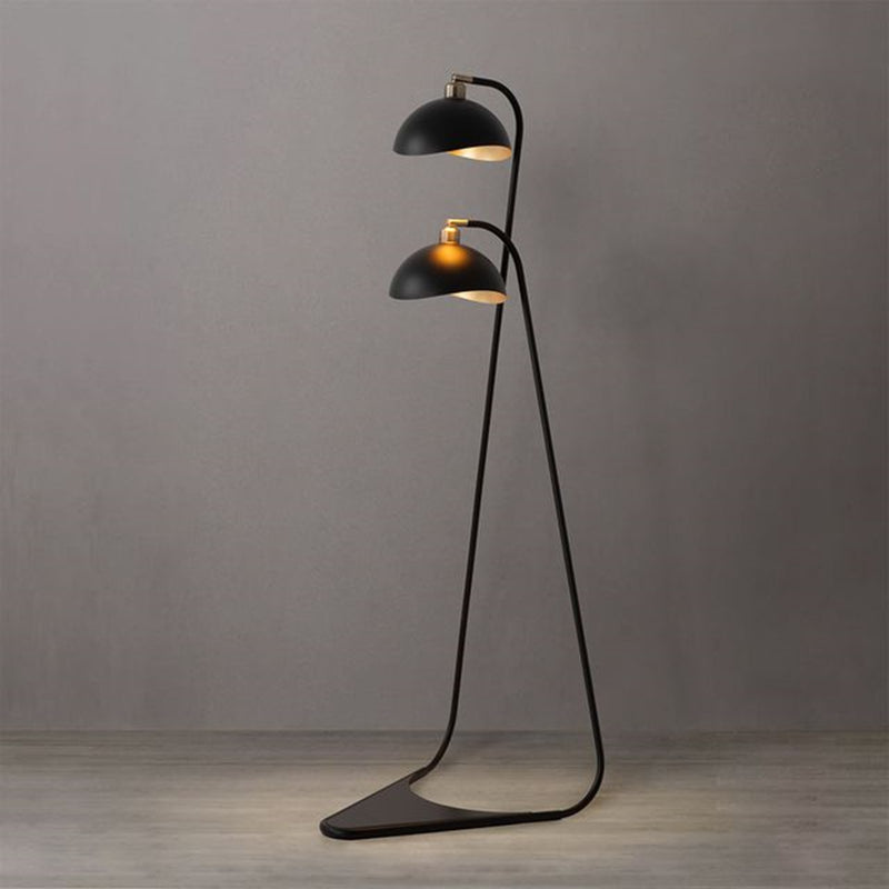 Nova California Luna Bella 60in 2-Light Floor Lamp | Mid-Century Modern Matte Black and Gold Leaf Metal Shade | Living Room & | Model 2011018WB