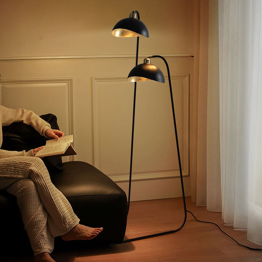 Nova of California Luna Bella 2 Light Floor Lamp, MB/BLACK/GOLD LEAF - 2011018WB