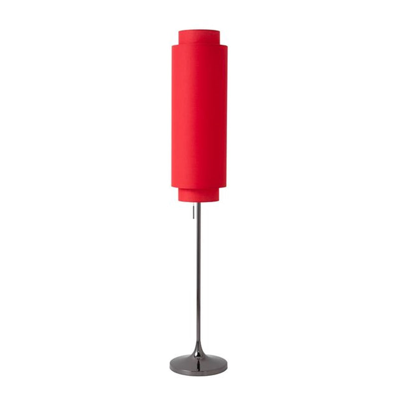 Nova California Lollipop 61in 1-Light Floor Lamp | Mid-Century Modern Black Nickel and Crimson Red Linen | Bedroom & Living Room | Model 2011803BN