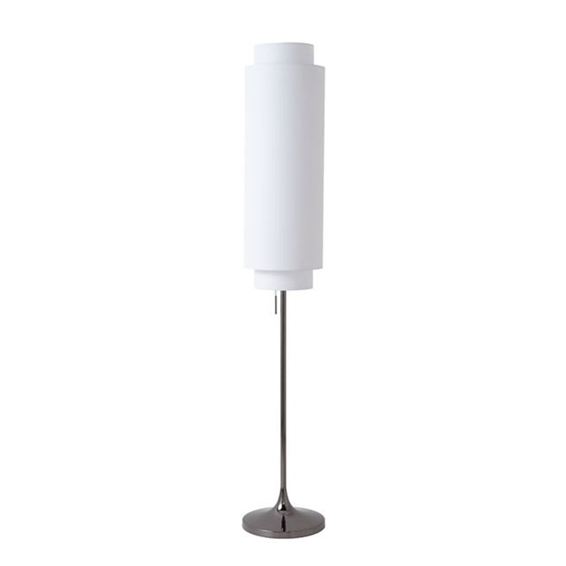 Nova California Lollipop 12in 1-Light Floor Lamp | Mid-Century Black Nickel Steel with White Linen Shade | Living Room & Bedroom | Model 2011804BN