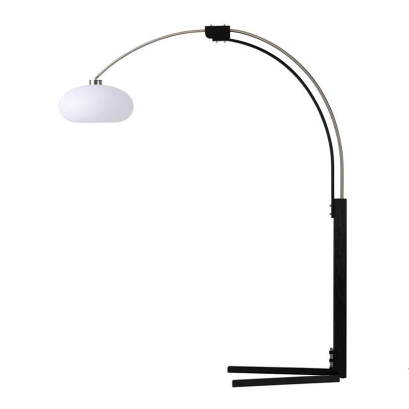 Nova California Morelli 85in Arc Floor Lamp | Mid-Century Modern Satin Nickel and Matte Black with White Lucite | Living Room & | Model 2012201SN