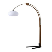Nova California Morelli Arc Floor Lamp | Mid-Century Weathered Brass and Walnut Wood with White Lucite Shade | Living Room & | Model 2012201WB