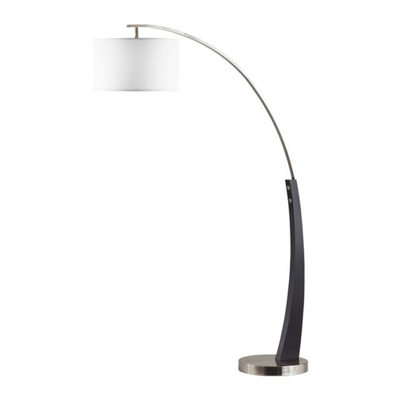 Nova California Plimpton 72in 1-Light Arc Floor Lamp | Mid-Century Espresso Wood and Brushed Nickel | Living Room Over Sectionals | Model 2110003A