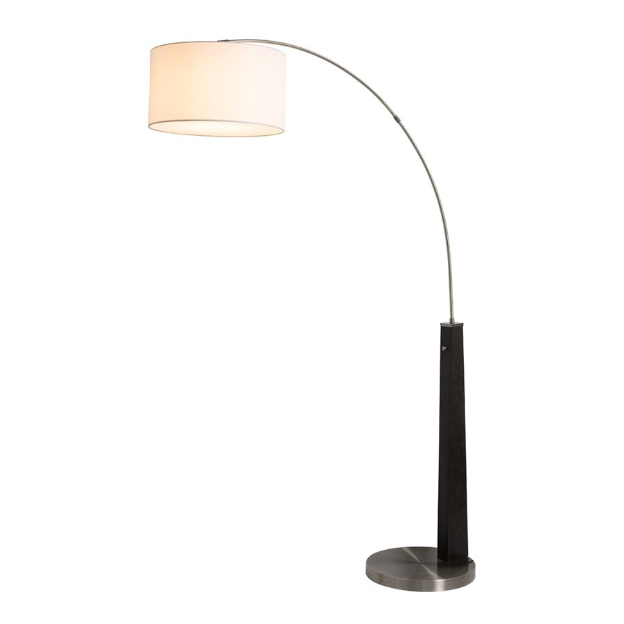 Nova of California Taper 1Lt Arc Lamp, Black Wood/Brass/White - 2110251MB