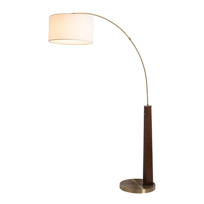 Nova of California Taper 1Lt Arc Lamp, Walnut Wood/Brass/White - 2110251W