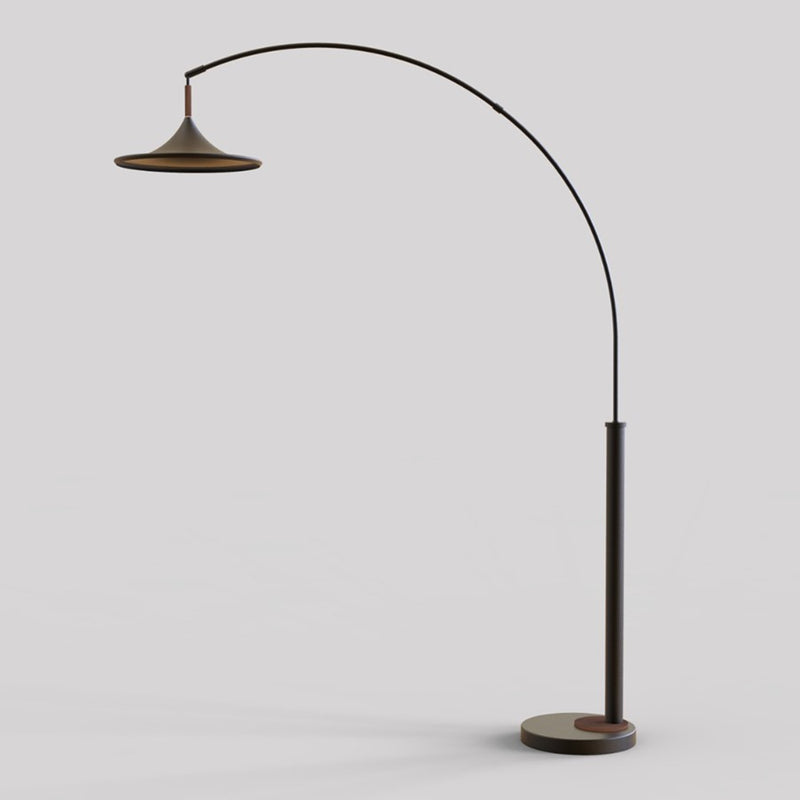 Nova of California Lodi 1Lt Arc Lamp, Matte Black/Walnut, Gold Leaf - 2110500MB