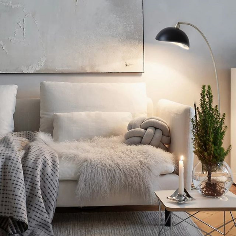 Nova California Luna Bella 62in 1-Light Arc Floor Lamp | Mid-Century Modern Black and Antique Nickel | Living Room & Reading Nook | Model 2110744AN