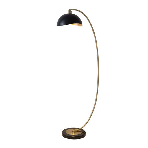 Nova California Luna Bella 24in 1-Light Chairside Arc Floor Lamp | Mid-Century Modern Weathered Brass Matte Black and Gold-Leaf | Model 2110744BG