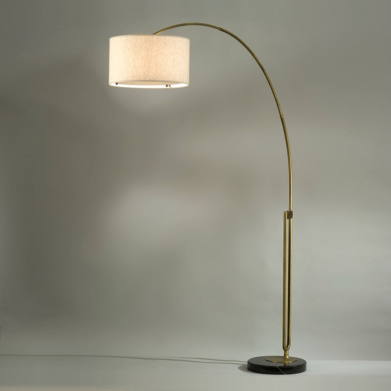 Nova California Viborg 72in 1-Light Arc Lamp | Contemporary Weathered Brass and Black Marble Base | Living Room & Reading Nook | Model 2110799WB