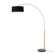 Nova California Float 92in 1-Light Arc Lamp | Industrial Weathered Brass and Black Linen Shade | Living Room & Bedroom | Model 2110818BK