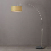 Nova California Float 92in 1-Light Arc Lamp | Modern Satin Nickel Steel and Avocado Linen Shade | Living Room & Reading Area | Model 2110819AV