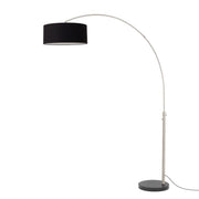 Nova California Float 92in 1-Light Arc Lamp | Modern Satin Nickel Steel and Black Linen Shade | Living Room & Reading Area | Model 2110819BK