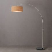 Nova California Float 92in 1-Light Arc Lamp | Modern Satin Nickel and Natural Burlap Linen | Living Room & Reading Nook | Model 2110819BU