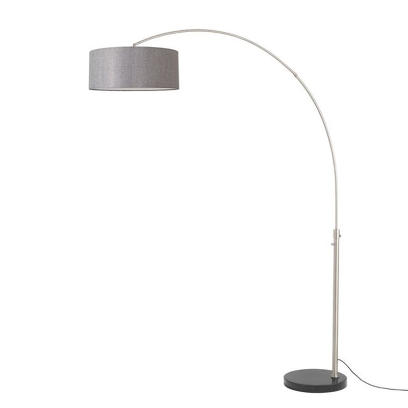 Nova California Float 92in 1-Light Arc Lamp | Modern Satin Nickel and Cashmere Gray Linen | Living Room & Reading Nook | Model 2110819CG