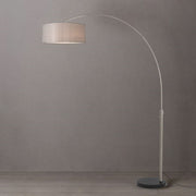 Nova California Float 92in 1-Light Arc Lamp | Modern Satin Nickel and Cashmere Gray Linen | Living Room & Reading Nook | Model 2110819CG