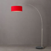 Nova California Float 92in 1-Light Arc Lamp | Modern Satin Nickel and Crimson Red Linen | Living Room & Reading Nook | Model 2110819CR