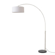Nova California Float 92in 1-Light Arc Lamp | Satin Nickel and White Linen Shade | Living Room & Bedroom | 1500 Lumens, 2700K | Model 2110819WH
