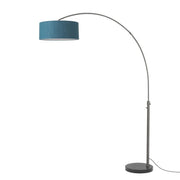 Nova California Float 92in 1-Light Arc Lamp | Industrial Black Nickel and Pool Blue Linen | Living Room & Bedroom | 68 x 18 x 92 in | Model 2110820BL