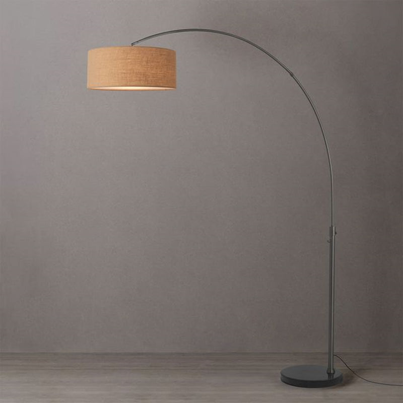 Nova California Float 92in 1-Light Arc Lamp | Modern Black Nickel and Natural Burlap Linen | Living Room & Home Office | Model 2110820BU