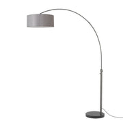 Nova California Float 92in 1-Light Arc Lamp | Industrial Black Nickel and Cashmere Gray Linen | Living Room & Bedroom | Model 2110820CG