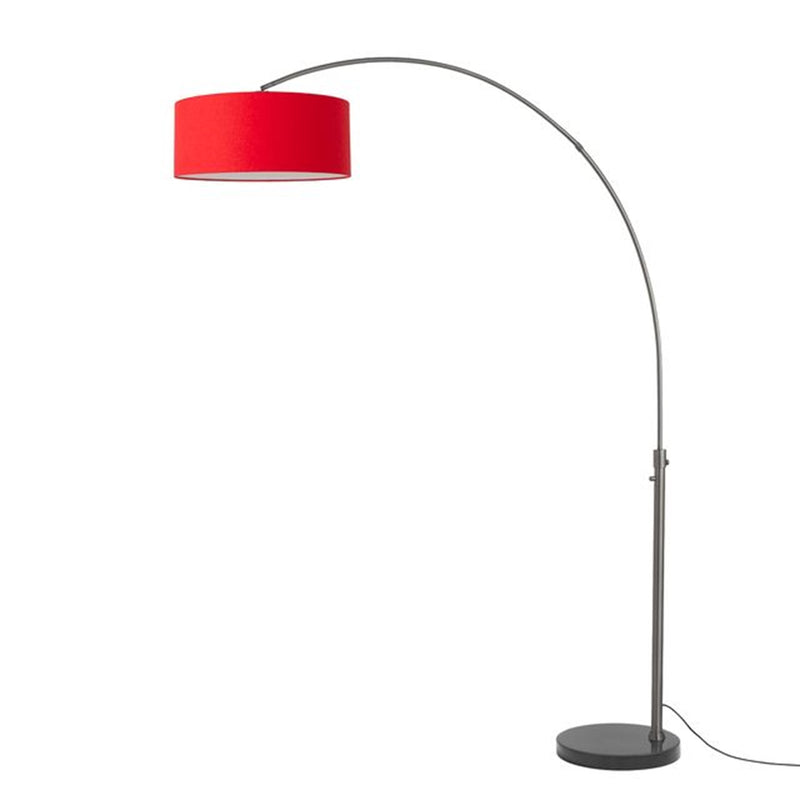 Nova California Float 92in 1-Light Arc Lamp | Industrial Black Nickel and Crimson Red Linen | Living Room & Bedroom | Model 2110820CR